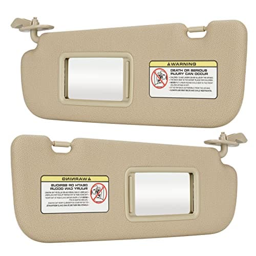 Beige Driver Left + Passenger Right Side Sun Visor Replacement Compatible with 2011 2012 2013 2014 2015 Hyundai Elantra Replace 852103X000TX 852203X000TX
