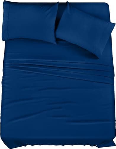 Utopia Bedding Queen Sheet Set – 4 Piece Bed Sheets for Queen Size Bed, Soft and Breathable Microfiber, Includes 1 Fitted Sheet, 1 Flat Sheet and 2 Pillowcases (Dusk Blue)