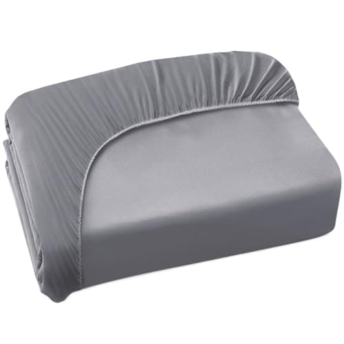 Short Queen Fitted Sheet Only for RV Camper 60 X 75 up to 14 Deep Pocket Bed Mattress Sheets Stretchable Breathable Jersey Knit Cover Gray