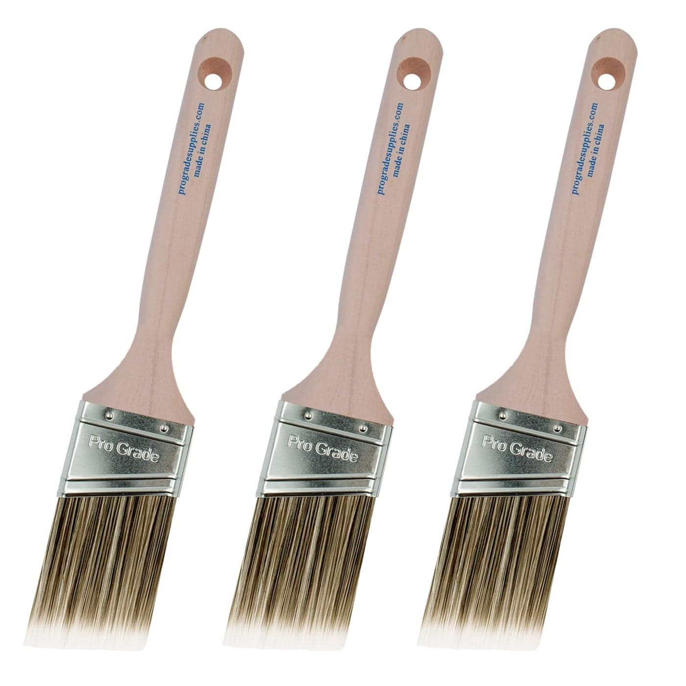 Pro Grade Paint Brush Set 3Pack 2 Angle Brushes for All Latex and Oil Paints Stains Home Improvement Interior Exterior Use