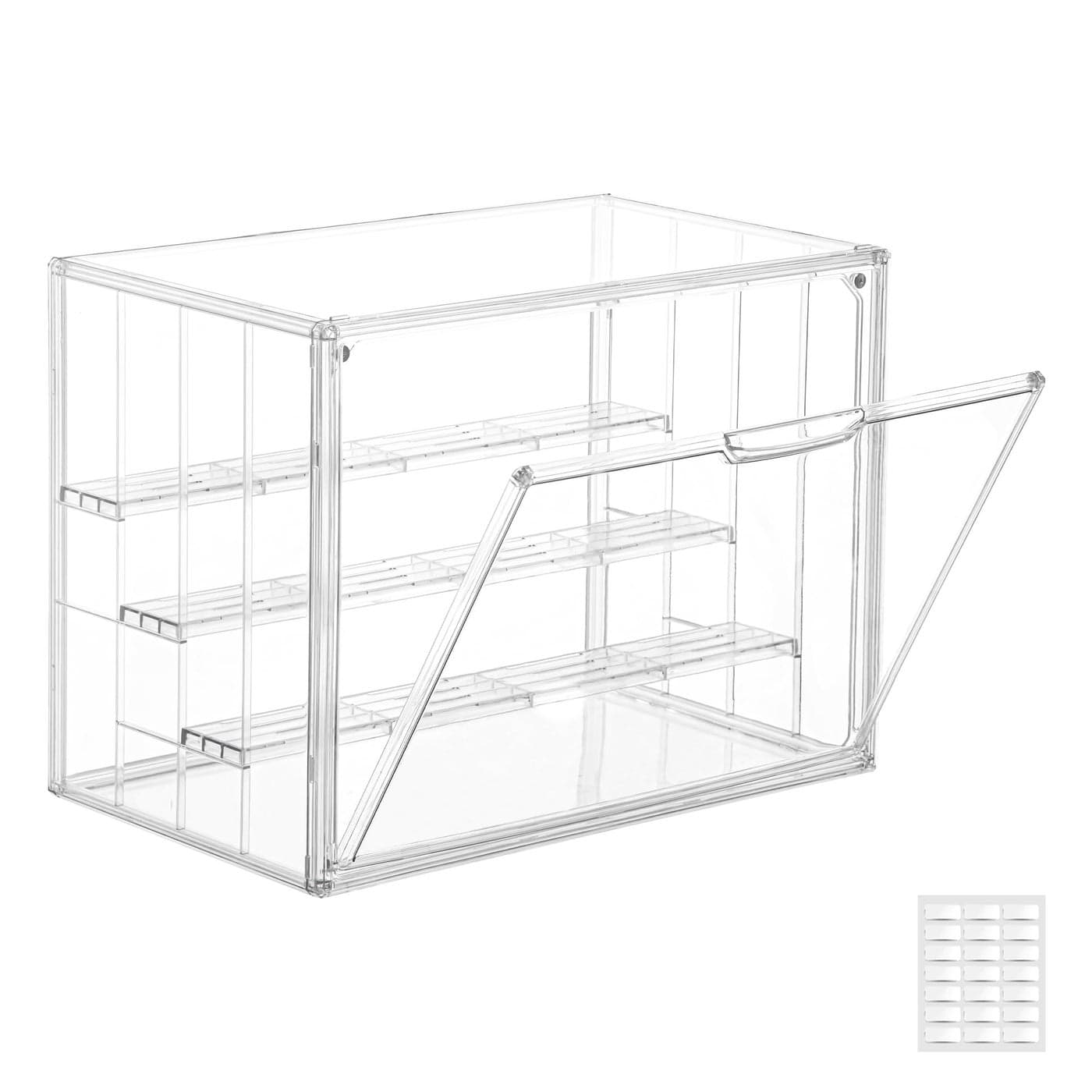 Attelite Acrylic Display CaseUpgrade 4 Tiers Clear Display Case with 3 Adjustable divider Stackable Large Storage Box with Magnetic Door for Collectibles Action Figures