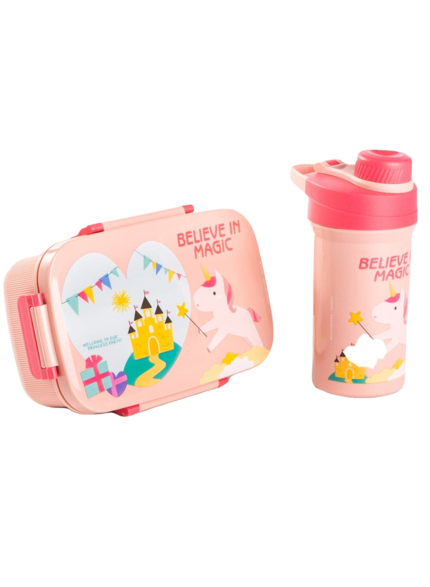 Twisoo Kids Space Lunch Box and Water Bottle Combo Set - 1800ml Leakproof 3-Compartment Lunchbox with Spoon, BPA-Free Food Grade Plastic, 500ml Spillproof Water Bottle for School (Pink)