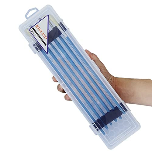RISLISO Rectangular Paint Brush Storage Box for Artist Bainting Brushs,13in Portable Miniature Plastic Travel Stackable Flat Long PaintBrush Case Without Brushes,Set of 2 Pack