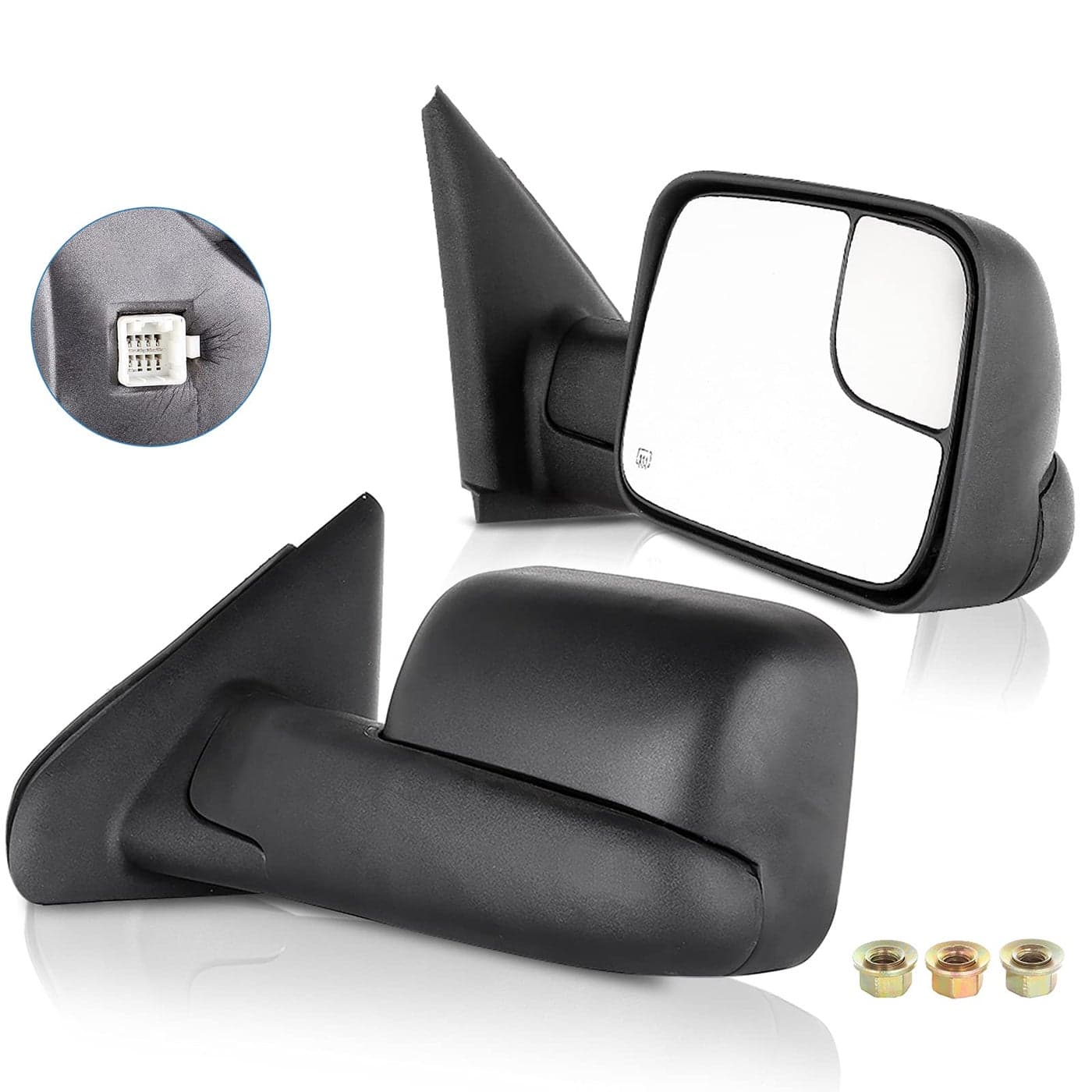 ECCPP Towing Mirrors fit 0208 for Dodge for Ram 1500 0309 for Dodge for Ram 2500 3500 Pickup Truck Power Heated Tow Folding Side View Black Mirror Pair Set Right Passenger and Left Driver Side