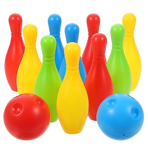 Toyvian Bowling Set 10 Color Bowling Pins 2 Bowling Ball Bowling Educational Game for Indoor and Outdoor15Inch43InchSmall