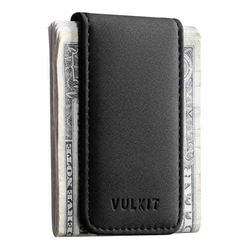 VULKIT Magnetic Money Clip Leather Money Holder Minimalist Design Holds Up to 15 Cash