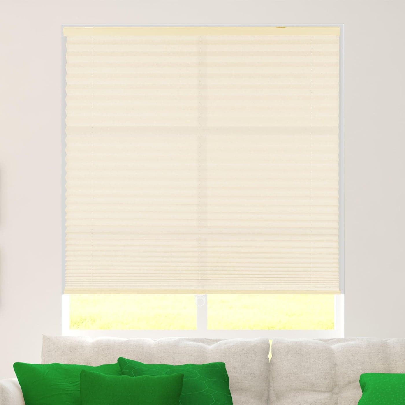 CALYX INTERIORS Pleated Fabric Window Shade Light Filtering Cordless 345 W x 48 H Cream