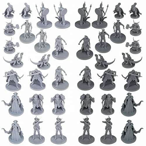Path Gaming 40 Fantasy Tabletop Miniatures for Dungeons and Dragons 28MM Scaled 10 Unique Designs Bulk Unpainted