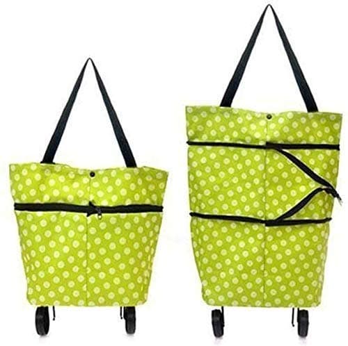HETVIN Foldable Shopping Trolley Bag with Wheels Waterproof Folding Travel Luggage Bag/Vegetable, Grocery, Shopping Trolley Carry Bag, Outdoor Travel Bag for Girls Women Men (Multicolor)