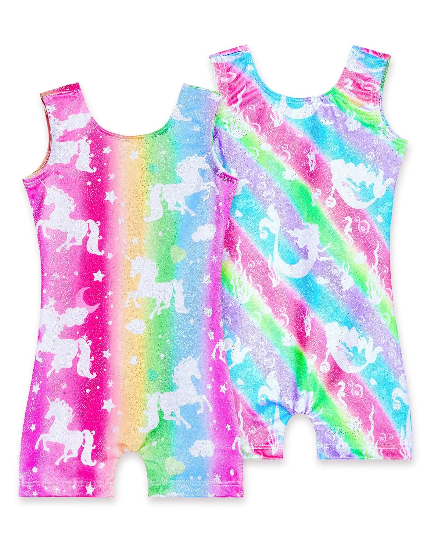 Nokecina Leotard for Girls Gymnastics Shiny Unicorn Biketards with Shorts Size 67 Years Old 2 Pack One Piece Unitards