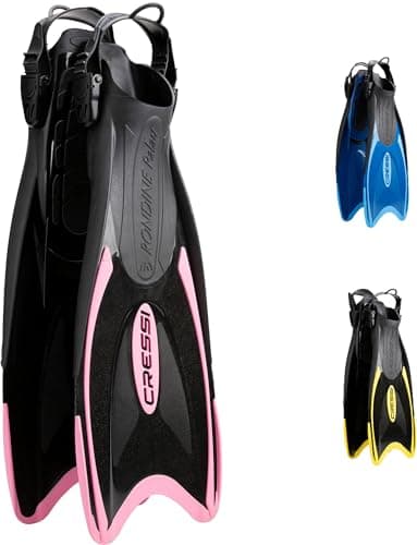 Cressi Palau Adjustable Open Heel Fins, Black/Pink, S/M