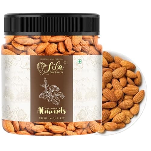 LILA DRY FRUITS Badam 200 Gms California Almond for Party Snacking Raw and Natural Almonds | Almond for Cooking, Dieting & Breakfast | Dry Fruits Badaam Perfect for Gifting