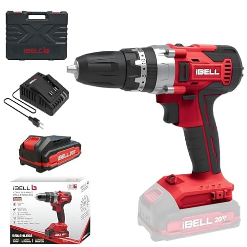 iBELL One Power Series Cordless Impact Drill CD20-30 | 20V Brushed Motor | 30Nm Torque | 2-Speed Gearbox | 10mm Automatic Chuck | 1450 RPM | Includes 2.0Ah Battery, Charger & BMC Box