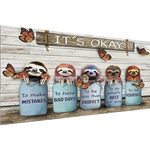 BOHADIY Inspirational Diamond Painting Kits for Adults 5D Diamond Art Kits for Adults Sloth Large Size 16x275 Inch DIY Full Drill Paintings with Diamonds Gem Art Crafts for Home Wall Decor