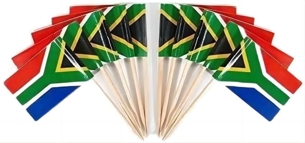 JAVD CYPS 100 Pcs South Africa Flag South African Toothpick Flags, Small Mini Stick Cupcake Toppers South African Flags,Country Picks Party Decoration Celebration Cocktail Food Bar Cake Flags