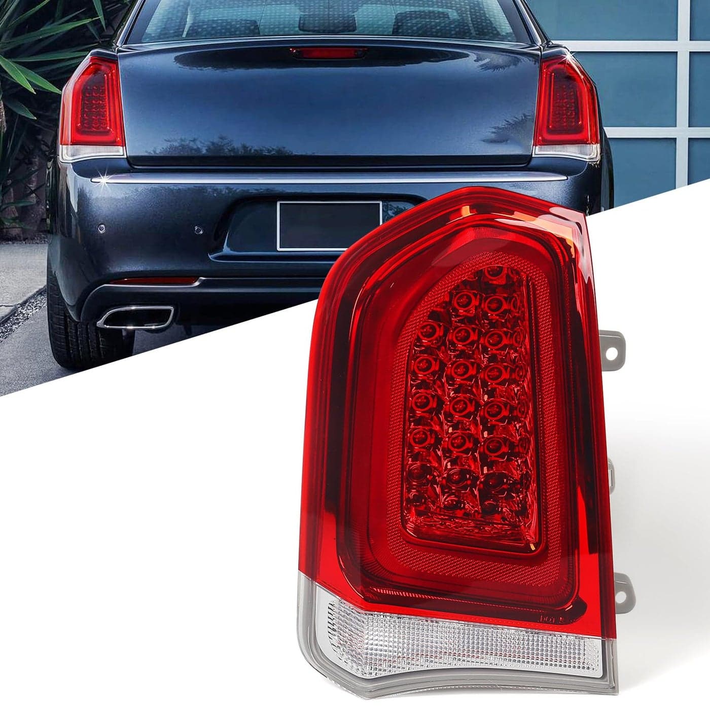 FIONE Full LED Tail Lights Compatible with Chrysler 300300C 20152023 Sedan 4Dr Factory Style Chrome Trim Tail Light Rear Brake Lamp Replacement Left Driver Side LH