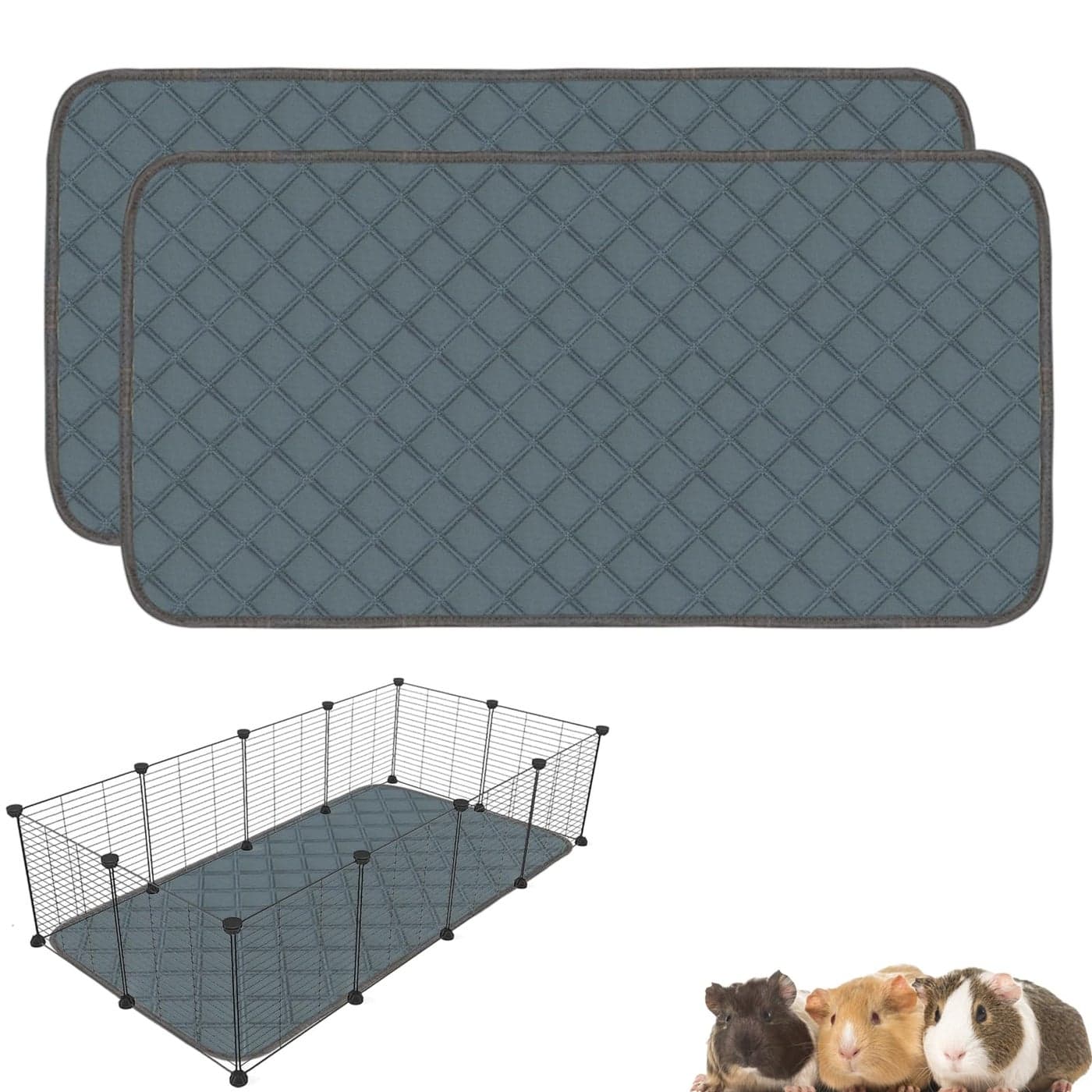 Mooydee 2 Pack Washable Guinea Pig Cage Liners for CC 2x4 Habitat Guinea Pig Bedding Super Absorbent Waterproof Non Slip Reusable Guinea Pig Pee Pads for Small Animals Cages 571 x 276