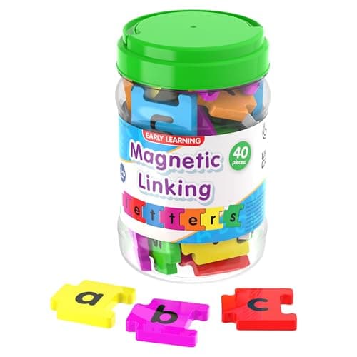 The Learning Journey Magnetic Linking Letters Set of 40 Colorful ABC Magnets Lowercase Letters Fridge Magnets for Toddlers 3 Alphabet Letters for Kids Spelling and Learning