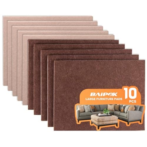 Felt Furniture Pads 10pcs 8" x 6" (Brown 5 Pcs + Beige 5 Pcs), Cuttable Self Adhesive Furniture Pads, Anti Scratch Chair Leg Floor Protectors for Hardwood Floors