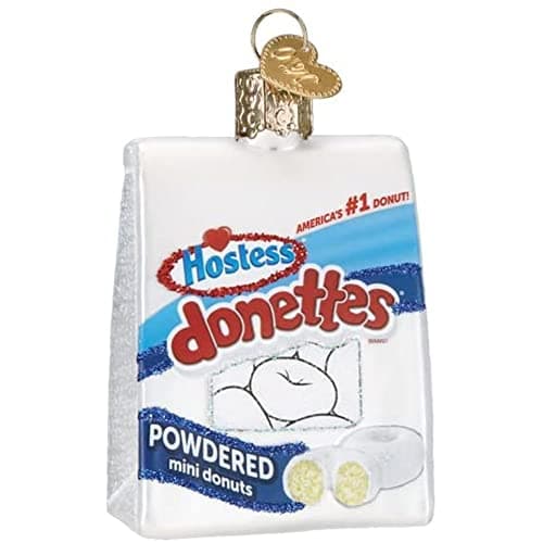 Old World Christmas Hostess Donettes Glass Blown Ornament for Christmas Tree, Handcrafted Holiday Decoration, Classic Dessert Collection