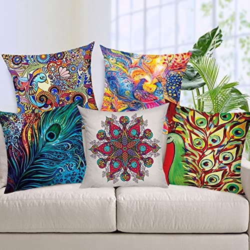 AEROHAVEN™ Set of 5 Abstract Hand Made Jute Throw/Pillow Cushion Covers - CC22 - (18 x 18 Inch)