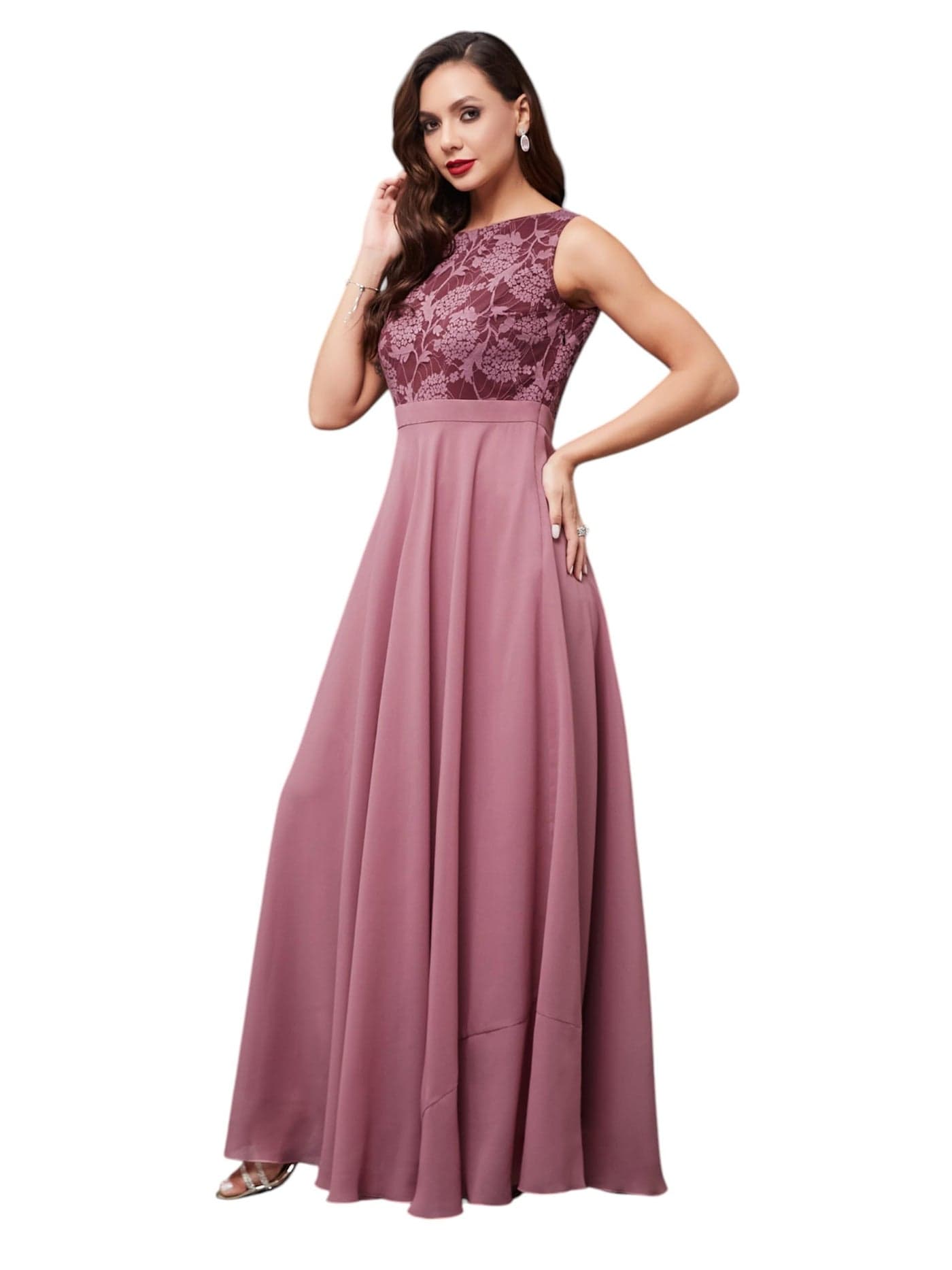 Miss Chase Women's Round Neck Sleeveless Maxi Dress (MCSS25D93-29-196-04, Lavender, M)