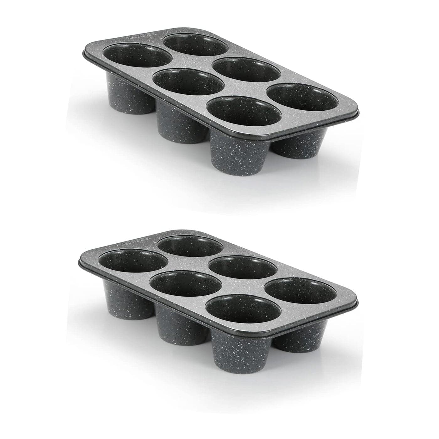 Monfish 2PCS Deep Jumbo Muffin Pan 6 Cup Carbon Steel Black Stone non Stick Coating Muffin Tin 35diax3 cup