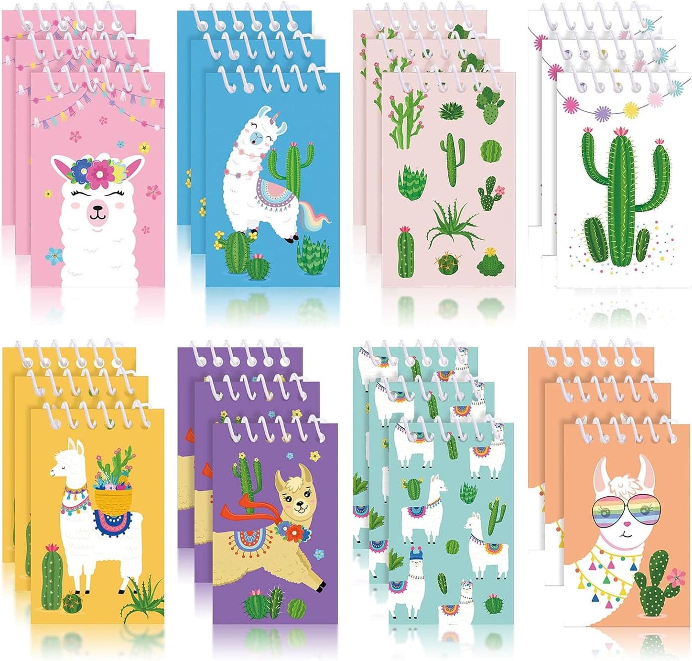 Containlol 24 Pcs Llama Birthday Party Favors Llama Mini Notebooks for Boys Girls Little Animal Cactus Pocket Notebook 236 x 394 Inch Bulk for School Birthday Party
