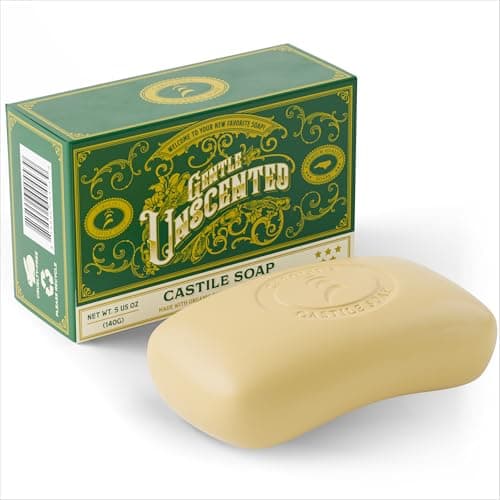 Castile Unscented Bar Soap 1 Natural Soap Barsfor Men Women and Kids EWG Verified with raw Organic Cocoa Butter and Olive Oil by Carolina Castile 5 oz