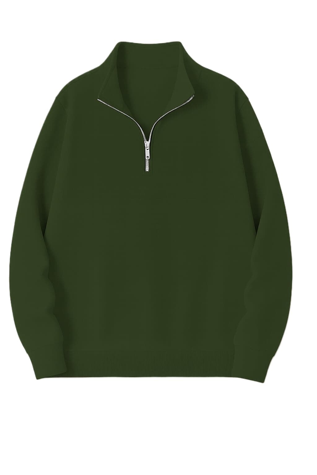 Mack Jonney Men’s Fleece Half-Zip Olive Color High Neck Sweatshirt | Warm & Stylish Winter Wear -M4603