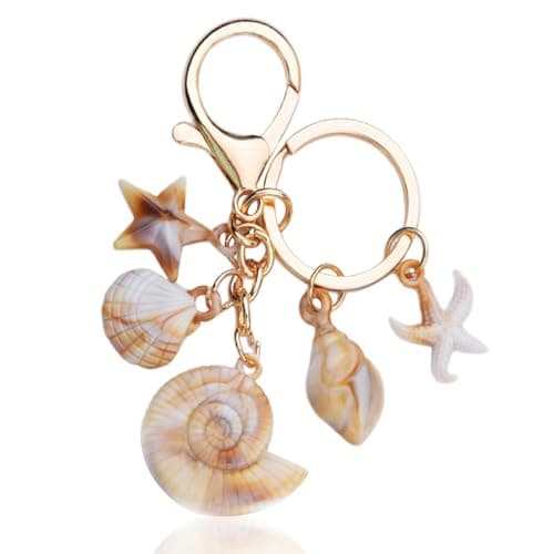 YALLNASL Ocean Keychain for Backpack Bag Charms for Handbags Purses Seashell Charms for Purse Bags Beach Themed Keychains for Women Girls Car Key Chain Accessories for Tote Bag Starfish Charm Keyring