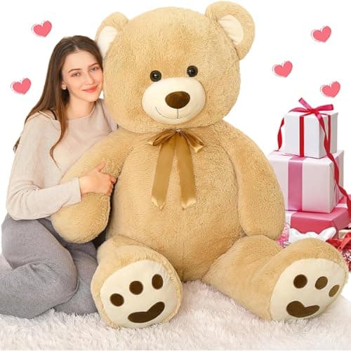 Tezituor 5 Feet Giant Teddy Bear Stuffed Animals 59inches Lifesize Stuffed Teddy Bear Plush for Women Girlfriend Oversized Soft Brown Bear for Girls Boys Valentines