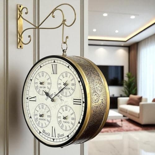 Vintage Clock Handcrafted Double Side Wall Clock 1 Year Warranty / 6604-12-FWCH