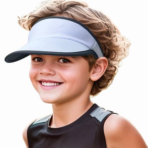 Jastore Kids Quick Drying Sun Visor Hat Lightweight Summer Runninig Tennis Golf Visor Hat for Girls Boys (US, Age, 5 Years, 12 Years, White)