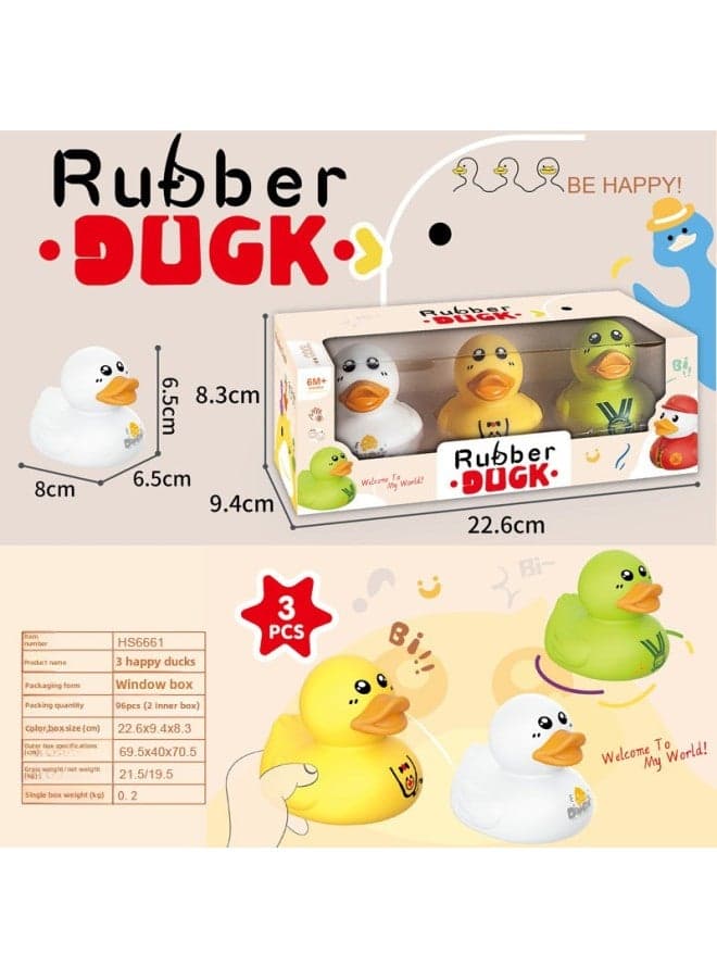 Hot-selling Children's Soft Rubber Blocks Infant Bite Bite Puzzle Early Education Bite Stackle Vinyl Toys-Color:3 Pieces Of Happy Duck English Color Box-Specifications:5.5x6