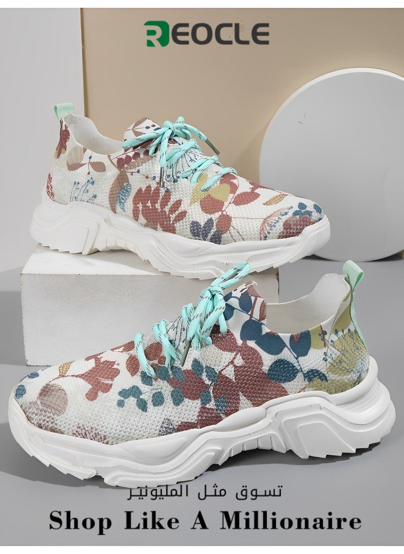 Women's Sneakers with Floral Printed Orthopedic Sneakers Lace-up Mesh Breathable Shoes Casual Lightweight Tennis Shoes for Running & Walking
