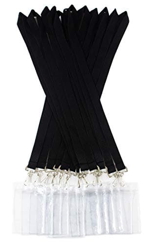 YOYOGO 12 Pack Cruise Lanyard with Waterproof ID Card Holder, Colorful Solid Color Durable Lanyard with Badge ID Holder for Badge Card and Carnival Sail (Black)