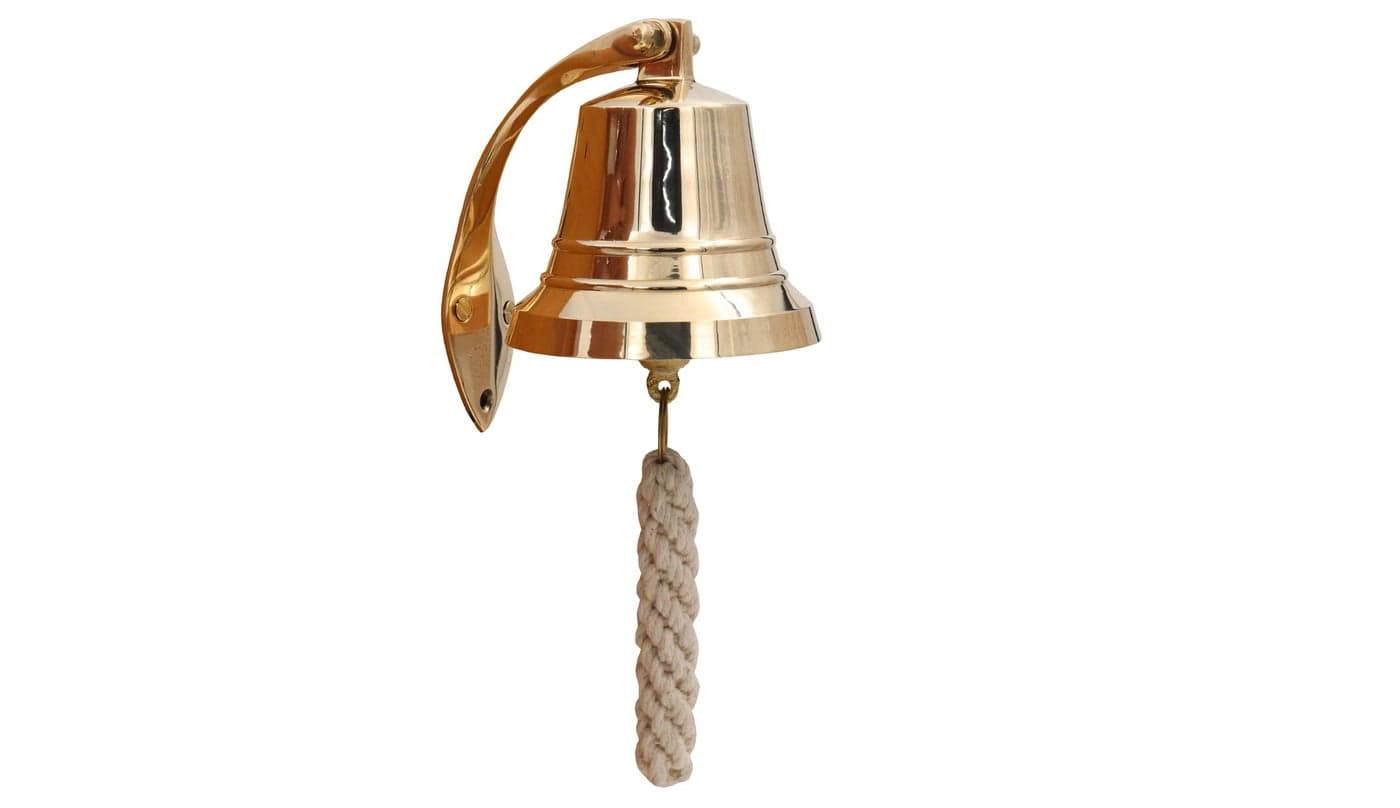 THDC Solid Brass BellWall Mount Brass Maritime Duty Watch Ships Bell 5 Polished Brass