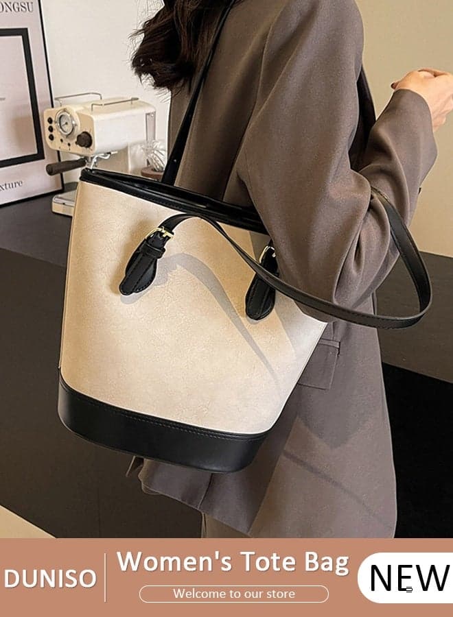 Women's Shoulder Tote Bag Bucket bag, Faux Leather Handbag for Women Large Capacity Messenger Bag, Fashionable Travel Shoulder Bag for Ladies Girls College Students