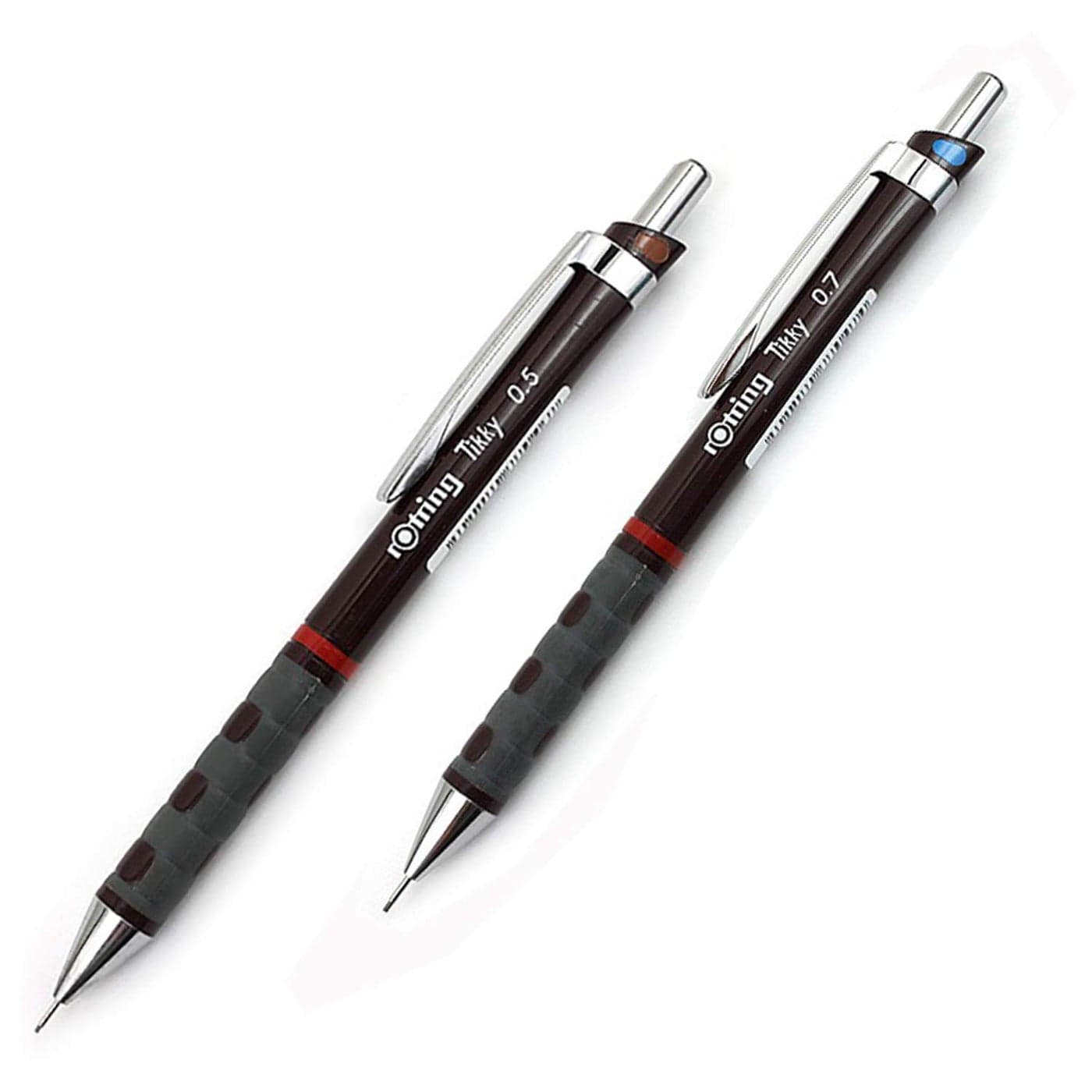 Rotring Tikky Burgundy Mechanical Pencil With 05 mm 07 mm Lead of HB Grade Mini Eraser Push Mechanism 2 Pieces