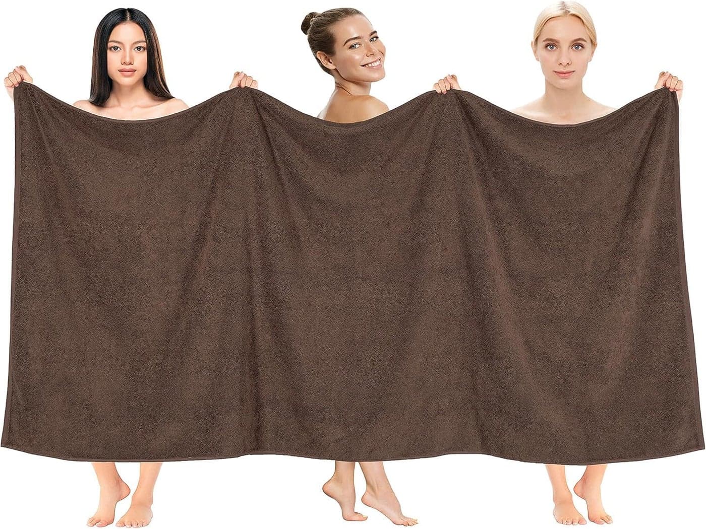 TIQH 100% Organic Cotton Highly Absorbent and Quick Dry Extra Large Bath/Beach Towel/Jumbo Bath Sheet Oversized Bath Towel, 36 x 72 inches, Extra Large Beach and Spa Towel (Brown)