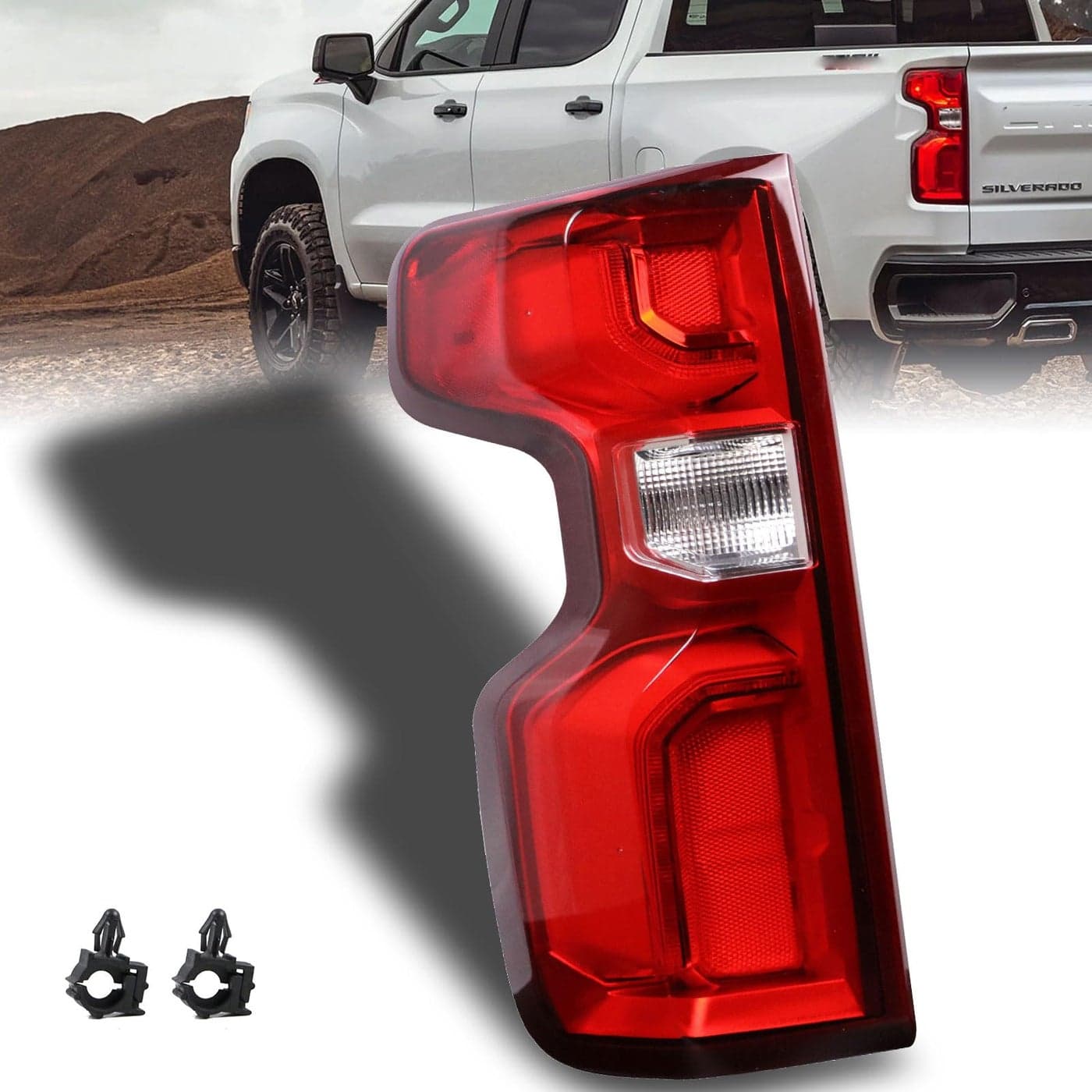 Nakuuly LED Tail Light Assembly Compatible With 20192023 Chevy Silverado 1500 Left Driver Side LED Style Taillights Brake Rear Lamp with Bulb and Harness Only Fit Factory Led Model