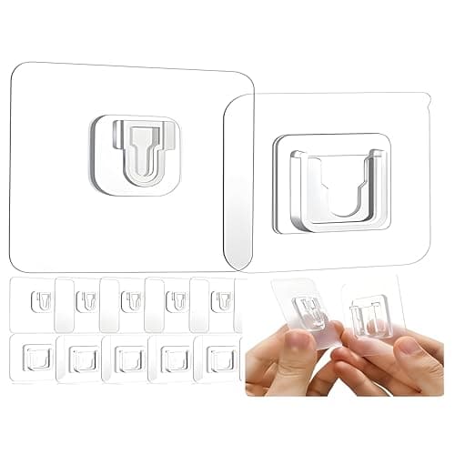 JIALTO 20 Pcs Heavy Duty Waterproof Double-Sided Adhesive Hooks - Versatile Wall Hangers for Robes and Wall Hangings - Transparent