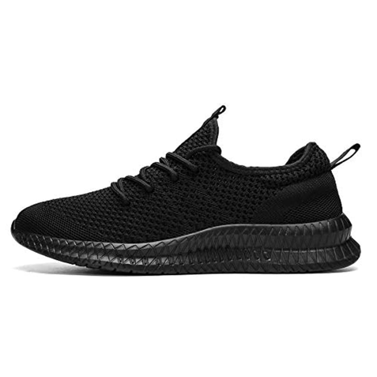 FUJEAK Men Running Shoes Men Casual Breathable Walking Shoes Sport Athletic Sneakers Gym Tennis Slip On Comfortable Lightweight Shoes A Black