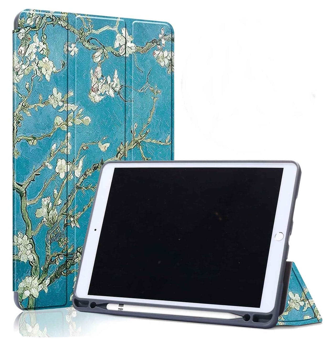 ProElite Smart Flip Case Cover for Apple iPad Air 3/Pro 10.5" with Pencil Holder and Flexible Back, Flowers