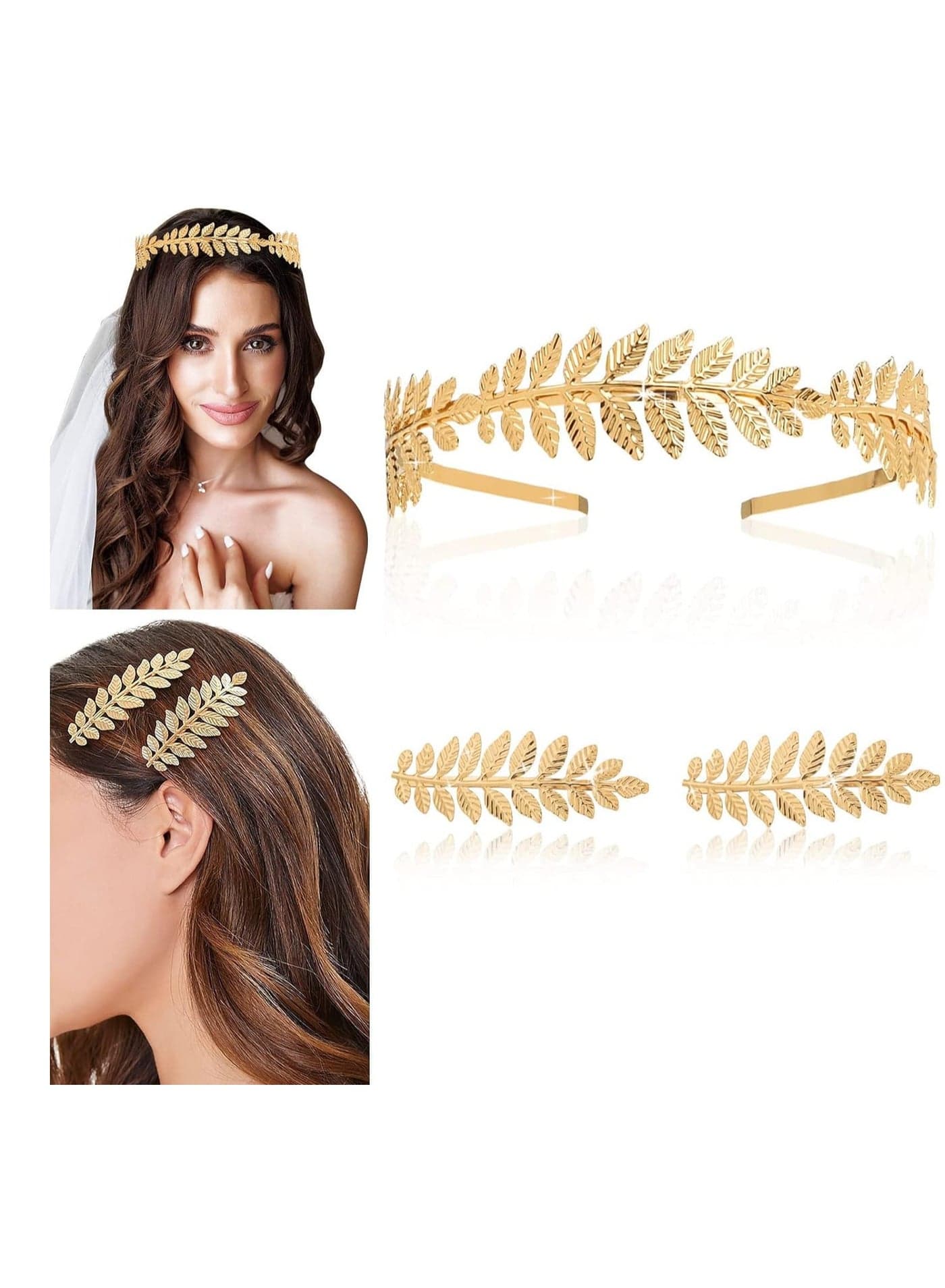 Goddess Leaf Headband, Greek Goddess Bridal Hairband, Laurel Leaves Crown, For Woman, Gold Leaf Vintage Hair Clip Headband, Laurel Leaf Tiara For Bridal Wedding Party Fashion Show, Gorgeous