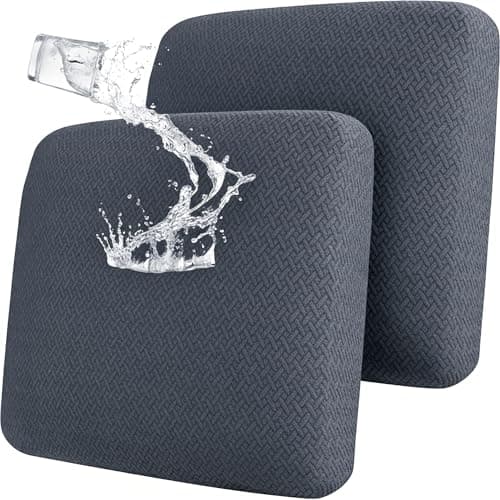 FORCHEER Dark Grey Waterproof Patio Cushion Covers for Outdoor Furniture 2425inch Stretch Jacquard Outdoor Cushions Covers Set of 2 with Buckle Replacement Washable