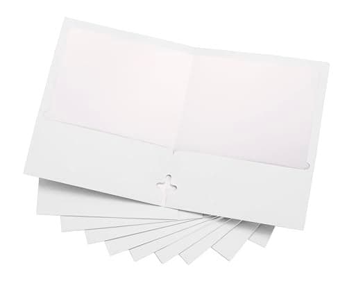 10 Pack Two Pocket Folders, White, Strong Thick Paper Folders, for Letter Size, by ACTIVITYya