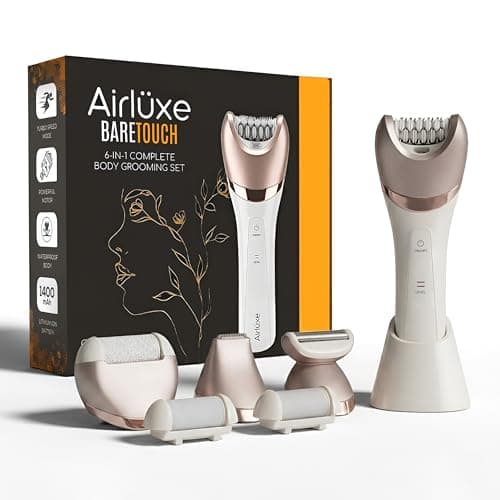Airluxe BareTouch Women Grooming Kit, 6-in-1 Complete Body Grooming Set, Waterproof Epilator, Callus, Trimmer & Shaver, 120-Min Battery Runtime, Dead skin remover