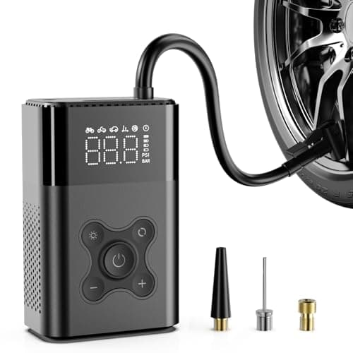 ZSX Tire Inflator Portable Air Compressor, 150 PSI Air Pump for Car, Electric Bike Pump with Digital Tire Pressure Gauge, Portable Tire Inflator for Compact Car, Electric Motorcycle, Bike (Black)